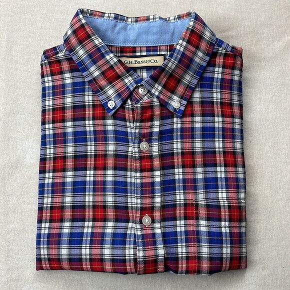 G.H. Bass Shirt Mens Large L Plaid Long Sleeve Button Down Collar Shirt - Picture 2 of 12